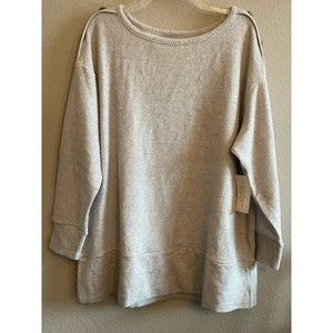 french laundry waffle knit plus size top 1X fall winter casual Ivory